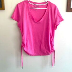 Calvin Klein pink waffle knit cinched performance top L